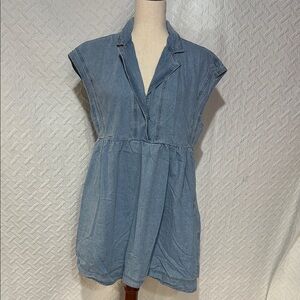 Denim Sleeveless Dress With Pockets